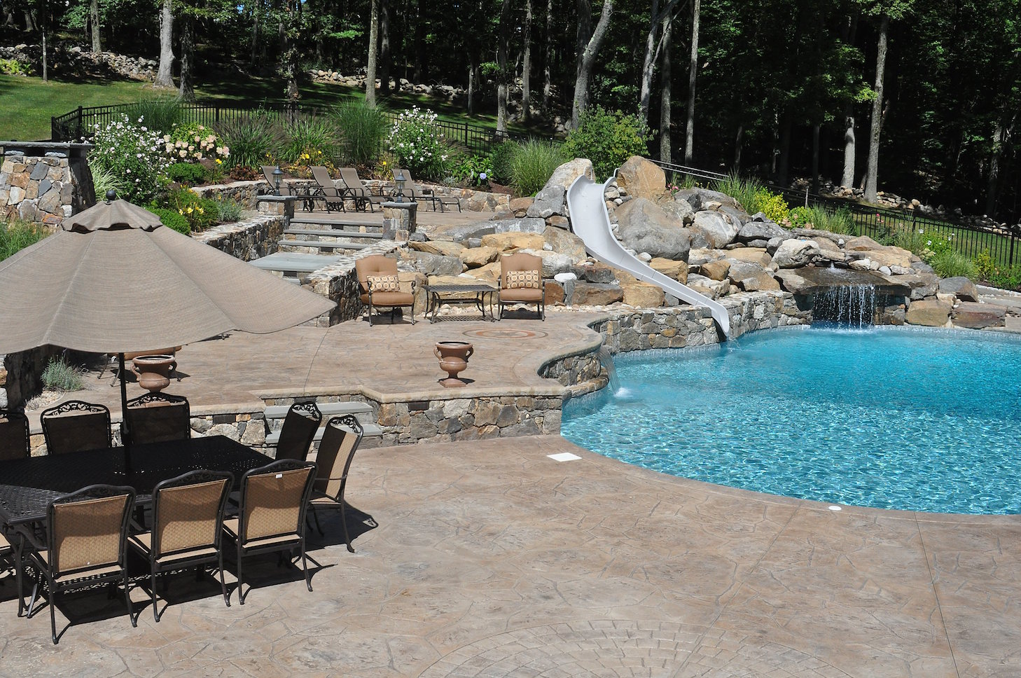 Finished patio surface with coordinated textures and clean border work